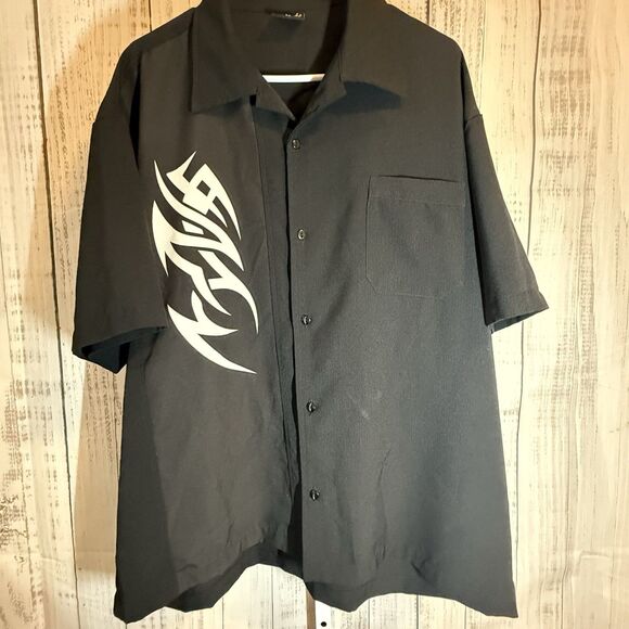 Steady Other - Steady Men’s 2X Bowling Shirt Black Short Sleeve Button Up USA